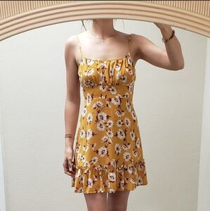 CITY STUDIO Mustard Yellow Floral Sundress Size 5 / Small